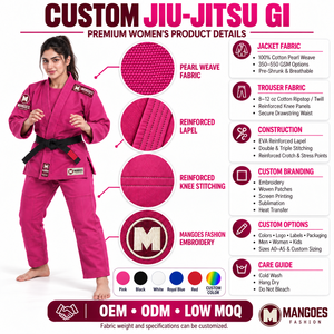Uniforme de BJJ Unisex MANGOES FASHION, Personalizable, Antibacteriano, Rosa, Ligero, de Algodón, con Costuras Reforzadas y Diseño Transpirable - Product Image 6