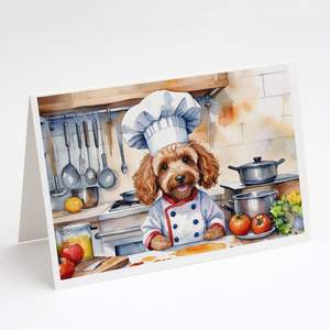 Cockapoo the Chef Whimsical A7 Tarjetas de felicitación Paquete de 8 tarjetas de notas en blanco con sobres Tamaño 5x7 - Product Image 1