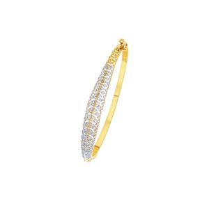 Luxury 18K <b>Gold</b> Plated Diamond <b>Bangle</b> With 1.08 Ct Round Cut Channel Set Geometric Design For Women's Everyday Wear - Product Image 6