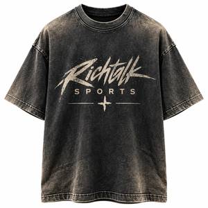 T-shirt en coton surdimensionné pour homme, style vintage streetwear, manches courtes, col rond, avec impression photo du logo sur le devant, design personnalisable - Product Image 1