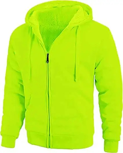 Sudadera con Capucha y Cierre para Hombre, Color Verde Oliva Sólido, Felpa, Estilo Casual, Corte Regular, Otoño, 100% Algodón, Transpirable - Product Image 4