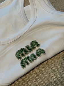 เสื้อกล้ามปักลูกปัดประดับมือสำหรับผู้หญิง เสื้อปักลายตกแต่งลำลองสำหรับฤดูร้อน งานปักครอสติชและงานเย็บปักถักร้อย - Product Image 4