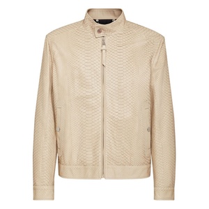 Veste en cuir véritable pour homme, motif python, style motard, vêtement d'extérieur de luxe moderne, fabrication OEM sur mesure - Product Image 1