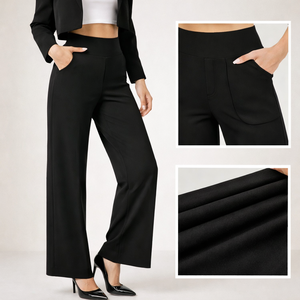 Pantalones Casuales de Verano para Mujer, Cintura Alta Elástica, Transpirables, Antiarrugas, de Secado Rápido, Estilo Vintage, Venta al Por Mayor - Product Image 2