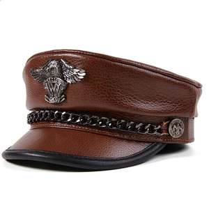 Casquettes de camionneur pour hommes en 100 % coton, personnalisables, style mode, en cuir de vachette, casquettes plates noires, style chapeau en cuir - Product Image 4