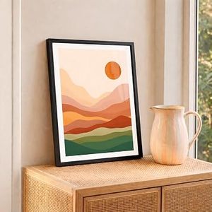 Cadre photo mural en bois fait main, écologique, style vintage moderne, design paysage montagneux noir et blanc - Product Image 2