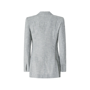 Blazer gris sur mesure OEM pour femme, double boutonnage, col cranté, manches longues, style professionnel, manteau de costume de bureau, vente en gros fabricant - Product Image 3