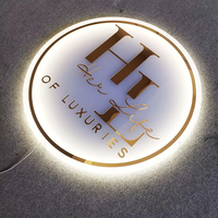 Enseigne rectangulaire en acier inoxydable rétroéclairée, étanche, avec éclairage LED, pour devanture de magasin, nom de la boutique, enseigne lumineuse pour salon de beauté