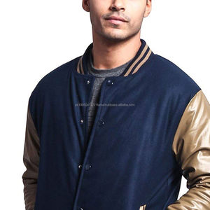 Chaquetas universitarias de algodón de alta calidad para hombre, cuello levantado, logotipo frontal, manga larga personalizada, estilo universitario, temporada de otoño, servicio OEM - Product Image 2