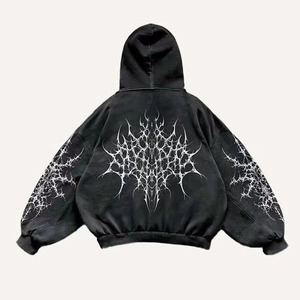 เสื้อฮู้ดดี้ผู้ชายสไตล์วินเทจตัวใหญ่ ตกแต่งด้วยลายปัก ผ้าฟลีซ ระบายอากาศได้ดี เป็นมิตรต่อสิ่งแวดล้อม เหมาะสำหรับร้านบูติกอิสระ - Product Image 3