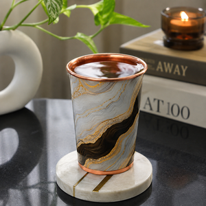 Vaso de Agua de Cobre Puro con Estampado de Mármol de Lujo, Vaso de Cobre Hecho a Mano, Taza Ayurvédica de Diseño, Artículos de Cocina para Bebidas, Venta al por Mayor - Product Image 3