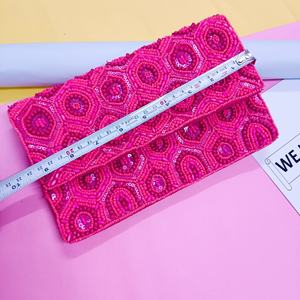 Sac de rangement suspendu fait main en coton 100% perlé, motif floral bohème coloré, élégant, multi-usage, avec sangle chaîne, écologique - Product Image 4