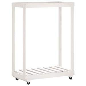 Support pour bûches en bois de pin massif blanc avec roulettes 30,1''x15,7''x42,5'' pour cheminées et accessoires - Product Image 6
