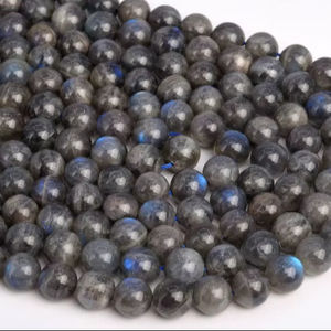 Perles de Labradorite Grise Naturelle Authentique Demi-Brin Rondes en Vrac 7,5 Pouces Lot en Gros 1 3 5 10 50 Vente en Gros - Product Image 1