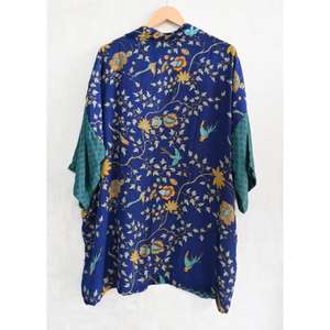 Handmade Luxury Indian Silk Kimono <b>Robe</b> Short Printed <b>Women</b> Nightwear, Loungewear Bathrobe - Product Image 4