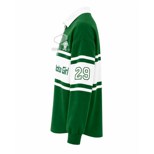 Chemise de rugby rayée en piqué pour femmes de la sororité Iota Phi Lambda, col polo à manches longues, pull à blocs de couleur, haut brodé avec motif - Product Image 3