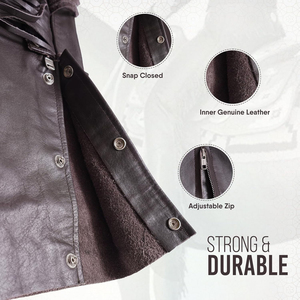 Pantalones de cuero genuino de vaca de grano completo, personalizables, para hombre y mujer, estilo vaquero occidental, para motociclista, hechos a mano, color marrón oscuro, con cordón ajustable. - Product Image 6