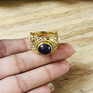 Nouvelle Bague Papillon en Améthyste à Mouvement Rapide, en Laiton Plaqué Or 18 carats avec Texture Filigrane, Vente en Gros pour Femmes - Product Image 2