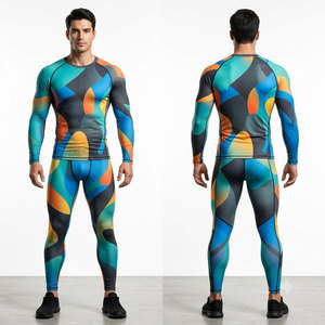 Ensemble de rashguard à manches longues pour homme, couleur bordeaux et noir, impression par sublimation, séchage rapide, vêtements de sport, spandex/nylon, UPF50+ - Product Image 4