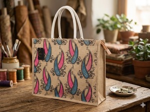 Bolso Tote Sandwave de Yute con Tejido Chevron, Color Marfil, Estilo Casual, con Cierre de Cremallera, Diseño Golden Dune - Product Image 3