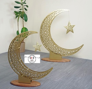 Grande Décoration de Sol en Métal Doré en Forme de Croissant de Lune, Grande Taille, Découpe 3D, Centre de Table Ramadan, Étoile Suspendue, Innovation Artisanale Internationale - Product Image 2