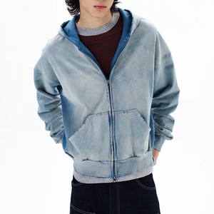 Service OEM en gros de sweats à capuche pour hommes, 100% coton, en tissu polaire à grammage élevé, écologiques, avec lavage vieilli vintage et strass, pour l'hiver - Product Image 2