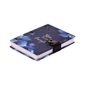 A5 Elegant Blue Floral Quote Design Handmade Paper <b>Notebook</b> Lock <b>Diary</b> | 200 Pages Double Side Writing Eco Friendly Journal Gift - Product Image 1