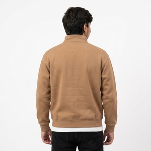 Sweat-shirt personnalisé pour homme avec fermeture éclair quart de tour, en mélange de coton et polaire brossée, coupe classique, col montant, vêtement de sport décontracté - Product Image 2