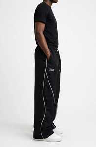 <b>Men's</b> Black Sweatpants <b>White</b> Side Stripe Elastic Waist Drawstring Casual <b>Joggers</b> Breathable Lightweight Polyester Straight - Product Image 1