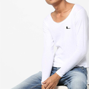 Camiseta de Manga Larga con Cuello Redondo para Hombre, Informal, de Algodón, con Logotipo Personalizado en el Frente - Product Image 1