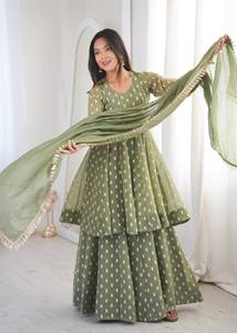 ชุดสูทผ้าไหมกรุบกรอบสีม่วงแบบดั้งเดิมพร้อม dupatta ไร้รอยยับและยืดได้สำหรับ Eid - Product Image 5