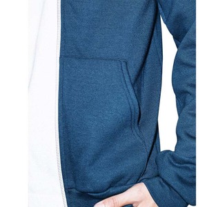 Sweat-shirt à capuche zippé bleu marine pour homme, coupe classique, couleur unie, en coton French Terry, pour l'automne - Product Image 6