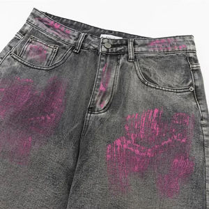 Vaqueros Baggy Rectos Personalizados de Estilo Urbano para Hombre, Vaqueros de Mezclilla de Algodón Oscuro Desgastado, Pantalones Vaqueros Vintage de Moda para Hombre - Product Image 2