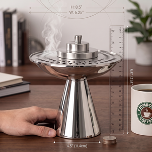 Quemador de incienso de metal dorado radiante con un tapo perforado decorativo, crea un ambiente lujoso en tu hogar con esta elegante pieza. - Product Image 4