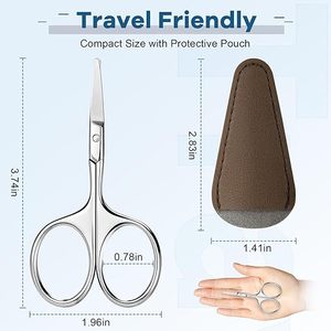 Ergonomic Design Nose Hair Scissors Stainless Steel Rounded Tip Safety Grooming <b>Tool</b> Precision Facial Hair Trimming Scissors - Product Image 5