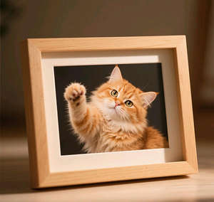 Mini cadre photo en bois fait main, écologique, pour enfants, style rétro, peinture à l'huile, carré, personnalisable, design aquarelle - Product Image 2