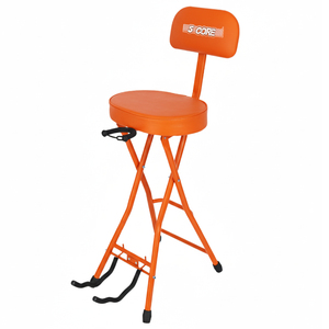 Taburete de Guitarra 5Core, Silla Acolchada de 3.15 Pulgadas con Respaldo, Asiento Musical Plegable, Reposapiés Integrado, Soporte para Guitarra, Marco de Metal, Vinilo Acolchado - Product Image 3
