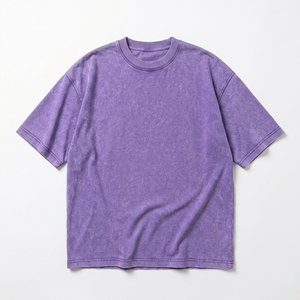 เสื้อยืดผู้ชายดีไซน์ล่าสุด ล้างสีแบบแอซิด ทรงโอเวอร์ไซส์ ผ้าฝ้าย ระบายอากาศได้ดี แขนสั้น คอกลม รับสกรีนโลโก้ สไตล์ลำลอง สตรีทแวร์ - Product Image 4