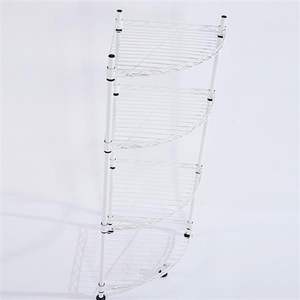 Étagère d'angle triangulaire en plastique blanc à 4 niveaux, 300*300*800, unité de rangement murale - Product Image 2