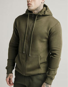 Conjunto Deportivo con Capucha para Hombre, Color Verde Oliva, Sudadera con Cierre Completo y Pantalones, Ropa Casual de Color Sólido, Atuendo Otoñal, Corte Regular - Product Image 2