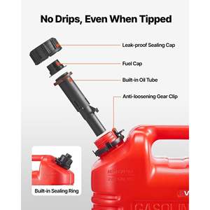 Réservoir de carburant portable anti-fuite sécurisé de 2,5 gallons (15 L/min débit max) avec échelle graduée, pour voitures, rouge, 1 unité - Product Image 3