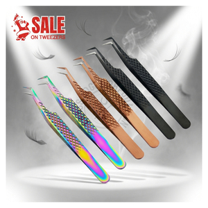 Ergonomic Lash Extension Tweezer Volume Fan and Classic Lash Tweezers Set Lash Technician Tweezer <b>Kit</b> 90 degree Eyelash <b>Tools</b> - Product Image 1