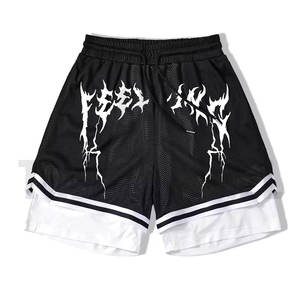 กางเกงขาสั้นผ้าตาข่ายทรงหลวมเอวยางยืดสำหรับผู้ชาย เสื้อผ้ากีฬา กางเกงขาสั้นตาข่ายแบบกำหนดเองสำหรับผู้ชาย - Product Image 1