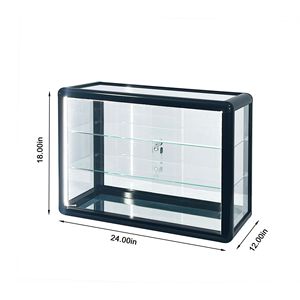 Vetrina Espositiva Standard con Telaio in Alluminio, Porta Scorrevole in Vetro con Serratura e Piano in Vetro Temperato per Esposizione e Collezioni di Porcellana - Product Image 6