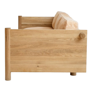 Minimalist Solid <b>Wood</b> Three Seat <b>Sofa</b> With Fabric Cushions For Living Room Home Hotel And Villa - Product Image 5