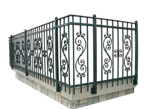 KHP Modern <b>Floor</b>-Mounted Wrought Iron Balcony Railing Rust-Resistant Tubular Design for Outdoor Use 3-Year Warranty DIY - Product Image 2