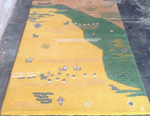 Alfombra Tejida a Mano de Algodón con Diseño de Paisaje Abstracto Moderno, Tamaño Personalizado, Patrón Floral, Lavable, con Respaldo de Látex - Product Image 2