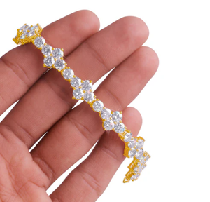 Classic 18K Gold Plated Tennis <b>Bracelet</b> With Round <b>Crystal</b> Rhinestones Geometric Design Women's Jewelry Gift - Product Image 3