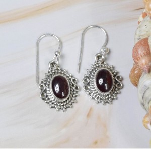 Wholesale Natural Garnet Sunburst <b>Earrings</b> 925 Sterling <b>Silver</b> Handmade Oval Garnet Drop <b>Dangle</b> <b>Earrings</b> Vintage Fine Jewelry - Product Image 3