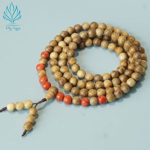 100 Perles d'Agarwood Naturelles 8mm, 8 Perles de Corail Rouge, Mala 108 Perles Fait Main du Vietnam, Cadeau Unique, Bijoux en Agarwood Unisexe - Product Image 4
